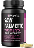 Saw Palmetto For Women With Biotin 5000Mcg - Powerful Dht Blocker To Support Hair, Skin, And Nail Health - 60 Count - Vegan, Non-Gmo Vitamin For Stronger, Fuller Looking Locks - 1 Month Supply