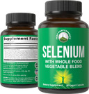 Selenium Supplement With Whole Food Blend Of 25+ Vegetables And Fruits For Max Absorption. Pure Selenium Vegan Capsules For Immune System, Thyroid Support, Heart Health, Prostate Support. 30 Pills