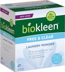 Biokleen Free & Clear Natural Laundry Detergent - 150 Loads - Powder, Concentrated, Eco-Friendly, Plant-Based, No Artificial Fragrance Or Preservatives, Free & Clear