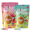 Skinnyboost 28 Day Detox Tea Kit-1 Daytime Hibiscus (28 Bags) 1 Evening Apple Cinnamon(14 Bags) Non Gmo, Vegan, All Natural, Green Tea And Herbal Teas For Natural Detox And Cleanse, Reduce Bloating