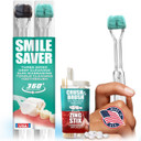 Smile Saver 360° 3-Sided Toothbrush 2Pk + Toothpaste Tablets + Zing Stix Infused Toothpicks | Gum Massage & Tongue Cleaner | Black & Teal Heads - Clear Handles - Cinnamon