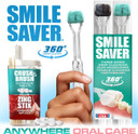 Smile Saver 360° 3-Sided Toothbrush 2Pk + Toothpaste Tablets + Zing Stix Infused Toothpicks | Gum Massage & Tongue Cleaner | Black & Teal Heads - Clear Handles - Cinnamon
