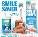 Smile Saver 360° 3-Sided Toothbrush 2Pk + Toothpaste Tablets + Zing Stix Infused Toothpicks | Gum Massage & Tongue Cleaner | Teal & White Heads - Charcoal Handles - Peppermint