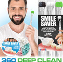 Smile Saver 360° Deep Clean 3-Sided Toothbrush | 3Pk | Deep Cleaning + Gentle Gum Massage + Tongue Cleaner | Adults Children Braces Travel Made In The Usa (Pink Heads - Clear Handles)