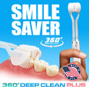 Smile Saver 360° Deep Clean 3-Sided Toothbrush | 3X Triple Clean + Soft Gum Massage | Built-In Tongue Scraper | Child Kids Adults Braces Special Needs Travel (Teal Brush Head (Soft))