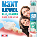 Smile Saver 360° Deep Clean 3-Sided Toothbrush + Toothpaste Tablets | Deep Cleaning + Gum Massage + Tongue Scraper | Triple Clean U-Shaped Adults Children Braces Travel Tsa Mint Hydroxyapatite | Usa