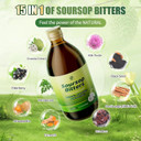 Soursop Bitters Liquid With Black Seed, Turmeric & Moringa-Pure 15 In 1 Herb Soursop Tea For Immune System, Digestive & Gut Health, Antioxidant,Skin Health Support 8 Fl Oz