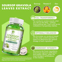 Soursop Graviola Gummies - Soursop Leaves Extract W/Vitamin C, Zinc & Whole Natural Food For Immunity, Liver, Zzz & Antioxidant, Gluten Free, Vegan, 60 Gummies