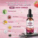 Soursop Graviola Liquid Drop  Soursop Bitters Liquid Drops With Sea Moss, Turmeric & Vitamins B6 C Zinc For Cell Support, Antioxidant, Relaxation & Immune Boost, Passion Fruit Flavor,2 Fl Oz