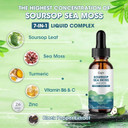 Soursop Graviola Liquid Drop  Soursop Bitters Liquid Drops With Sea Moss, Turmeric & Zinc, For Cell Support, Antioxidant, Relaxation & Immune Boost, Strawberry Flavor, 2 Fl Oz