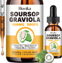 Soursop Graviola Liquid Drops 1500Mg - Soursop Leaves & Fruit With Green Tea, Black Seed Oil, Turmeric For Cell Support, Immune, Antioxidant - Bitters Liquid, Natural Pineapple Flavor 2 Fl Oz