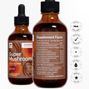 Super Mushrooms 8-In1 - 4 Fl Oz Liquid Extract - Brain Booster & Immune Support Drops - Reishi, Lion`S Mane, Cordyceps, Chaga, Mitake, Turkey Tails, Shiitake, Agaricus - High Potency - 90-Day Supply