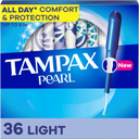 Tampax Pearl Tampons, With Leakguard Braid, Light Absorbency, Unscented, 36 Count