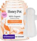 The Honey Pot Company - 48Ct - Sanitary Pads For Women - Non-Herbal Overnight W/Wings - Organic Cotton Cover & Ultra-Absorbent Pulp Core - Feminine Care - Fsa & Hsa Eligible