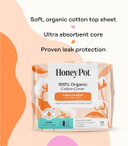 The Honey Pot Company - 64Ct - Sanitary Pads For Women - Non-Herbal Super W/Wings - Organic - Cotton Cover, & Ultra-Absorbent Pulp Core - Feminine Care - Fsa & Hsa
