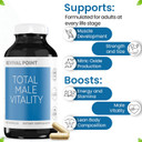 Total Male Vitality- Advanced Muscle Building Supplement For Men With Ripfactor, Zinc Picolinate, Vitamin D3 & Folate Muscle Accelerator & Builder, Nitric Oxide, Natural Energy Supplement- 60 Count