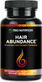 Trio Nutrition Hair Abundance | Natural Vitamin Supplement For Hair Growth, Strong Nails And Smooth Skin| Boosted With Collagen, Keratin, Zinc & Selenium | Biotin 10000Mcg | 30 Day Supply