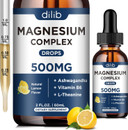 Triple Magnesium Complex Supplement-Magnesium Glycinate, Citrate, Malate Liquid Drops 500Mg With Ashwagandha, L-Theanine, Vitamin B6 For Stress Relief, Sleep, Muscle Support-Strawberry Flavor