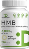Ultra Strength Hmb Supplements 3,000Mg Per Serving, 240 Capsules | Third Party Tested | Supports Muscle Growth, Retention & Lean Muscle Mass | Fast Workout Recovery