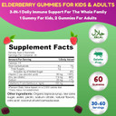 Vegan Black Sambucus Elderberry Gummies | Non-Gmo | 60 Gummies, 30 Serving W/ 100Mg Elderberry, 90Mg Vitamin C, 7.5Mg Zinc | Immune Support, Antioxidant Flavonoids Halal Vitamins