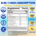 Vegan Omega-3 Gummies 1000Mg + Turmeric - Omega 3 Fish Oil Alternative For Adults - Algae Dha 600Mg & Epa 300Mg, Vitamins A, C, E, Zinc & Msm, Sugar Free, 120 Cts
