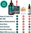 Vegan Vitamin B12 Liquid Drops - Fast-Acting B12 Sublingual 5000 Mcg Methylcobalamin Supplement - Energy, Memory And Mood Support - High-Potency One-Dropper Per Day - Natural Citrus Flavor - 2Oz