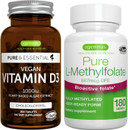 Vegan Vitamin D3 + Pure Folate 400Mcg Vegan Bundle, 365 1000Iu Vitamin D3 Tablets + Optimized L-Methylfolate, By Igennus