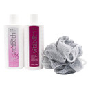 Vitabath Plus For Dry Skin Everyday Skincare Set Moisturizing Shower Gel Wash, Reviving Lotion & Exfoliating Body Scrubber Pouf - Nourishing Foam Cleanser & Dry Skin Hydration For Women & Men