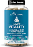 Vitality Cortisol Supplement  Fight Fatigue, Feel Calm & Balanced  Healthy Cortisol, Focused Energy, Adrenal Support  Ashwagandha Supplement With Rhodiola, L-Tyrosine, Holy Basil  60 Veg Capsules