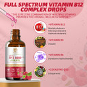 Vitamin B12 Sublingual Drops Vegan B12 Vitamins Liquid-Full Spectrum-Methylcobalamin, Adenosyl & Hydroxy B12, For Energy, Focus, Mood & Immune Support- 2 Month Supply, 2 Fl Oz