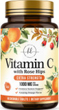 Vitamin C Supplement 1000Mg - Extra Strength With Rose Hips Bioflavonoids - Sugar Free Vitamin C Chewable Pills, Nature'S Vit C For Immune Support & Antioxidant Protection - 120 Chewable Tablets