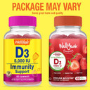 Vitamin D3 5000 Iu (125 Mcg) Extra Strenght Gummies -For Bone Health, Immune Booster, Bone And Teeth Support -Non Gmo, Gluten Free, Nut Free, Vegetarian -Strawberry Flavor -60 Gummies