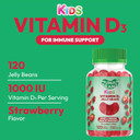 Vitamin D3 Jelly Bean Gummies For Kids, 25Mcg/1000 Iu Vitamin D, Nutritional Vegetarian Supplements, 120 Strawberry Blast Jelly Beans, Kosher