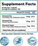 Voltage Elements Zinc Bisglycinate + Orotate 245Mg With Copper Chelate: Muscle & Skin Health, Hormone Balance - Elemental Zinc 50Mg (100 Servings) Vegan