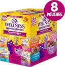 Wellness Appetizing Entrées Flaked & Shredded Adult Wet Cat Food, Natural, Protein-Rich, Grain Free, 2.8 Ounce Pouch, 8 Pack (Seafood & Poultry Variety Pack)