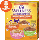 Wellness Appetizing Entrées Shredded & Mousse Adult Wet Cat Food, Natural, Protein-Rich, Grain Free, 1.4 Ounce Pouch, 8 Pack (Poultry Variety Pack)
