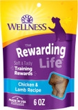 Wellness Rewarding Life Dog Treats, Training Treat, Grain Free, Soft Chicken & Lamb (6 Ounce Bag)
