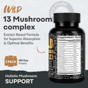 Wild Foods Premium Mushroom Supplement Complex | 10:1 Mushroom Extract 13 Organic Mushrooms: Lions Mane, Turkey Tail, Reishi & More Adaptogenic Mushrooms For Energy, Brain & Immune Health(60 Capsules)