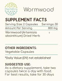 Wormwood 60 Capsules, 400 Mg, Wormwood (Artemisia Absinthium) Dried Herb (60 Capsules)