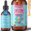 Zeolite Detox For Kids & Adults, Zeolite Liquid Drops With 300Mg Chlorella, 200Mg Curcumin, Multivitamin And Probiotic For Speech & Brain Health, Immune, Digestive, Energy, Strawberry, 60 Servings