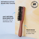 Zeus Boar Bristle Beard & Mustache Handled Brush For Men, Soft Bristles, Travel Beard Care Brush With Handle (Made In Germany) J92