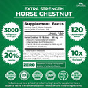 Zazzee Extra Strength Horse Chestnut 10:1 Extract, 3000 mg Strength, 20% Aescins, 4 Month Supply, 120 Vegan Capsules, Concentrated and Standardized 10X Extract, All-Natural, Non-GMO, Made in The USA