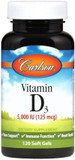 Carlson Labs Vitamin D3 5000 IU Soft Gels, 120 Count