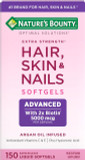 Nature's Bounty Advanced Hair, Skin & Nails, Argan-Infused Vitamin Supplement with Biotin and Hyaluronic Acid, 150 Rapid Release Softgels, 50 Total Servings