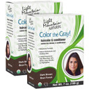 Light Mountain Henna Hair Color & Conditioner, Color The Gray - Dark Brown Hair Dye For Men/Women, 2-Step Chemical-Free, Semi-Permanent Hair Color For White, Gray, And Blonde Hair, 7 Oz (Pack Of 2)Brown/Grey