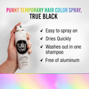 Punky Natural Color Highlights, True Black, Temporary Hair Color, Fast-Drying, Non-Sticky, Travel Size Hair Dye For Instant Vivid Hair Color, 3.5 Oz