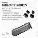 Ritter Hair & Beauty Care F-1C Mini Beard/Hair Trimmer, 0Mm Balding Clippers And Skull Shaver, Zero-Gapped T-Blade, Work Corded/Cordless, Rechargeable. (Gray)Gray