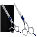 Suvorna 6" Hair Cutting Scissors & Thinning Shears Set - Professional Razor Edge Hair Scissors - Japanese Stainless Steel Hair Thinning/Cutting Shears For Barber/Salons - Exclusive For Women/Men/Homestainless Steel Silver With Blue Rest & Screw