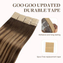 Goo Goo Remy Hair Extensions Tape In Human Hair Chocolate Brown To Caramel Blonde Balayage Straight Skin Weft Remy Tape In Human Hair Extensions 16 Inch 20Pcs 50G(4/27)/4 Chocolate Brown To Caramel Blonde16 Inch-50G