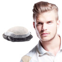 Superhairpieces Nm100B Men'S Toupee, 7"X9" Durable Mono Silk Top & 1.25" Clear Poly, 100% Indian Remy Hair 120% Med Density, A Shape Scallop Front (Brown Black)1B Brown Blacknm100Basic